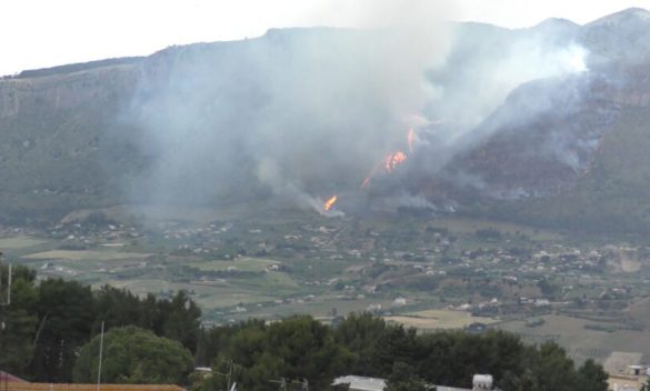 Incendio a Castellammare del Golfo, fiamme sul monte Inici: canadair in azione